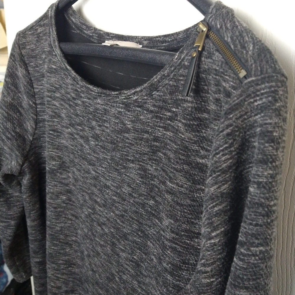 LOFT dark grey white heather designed straight dress. Size L - Picture 3 of 10